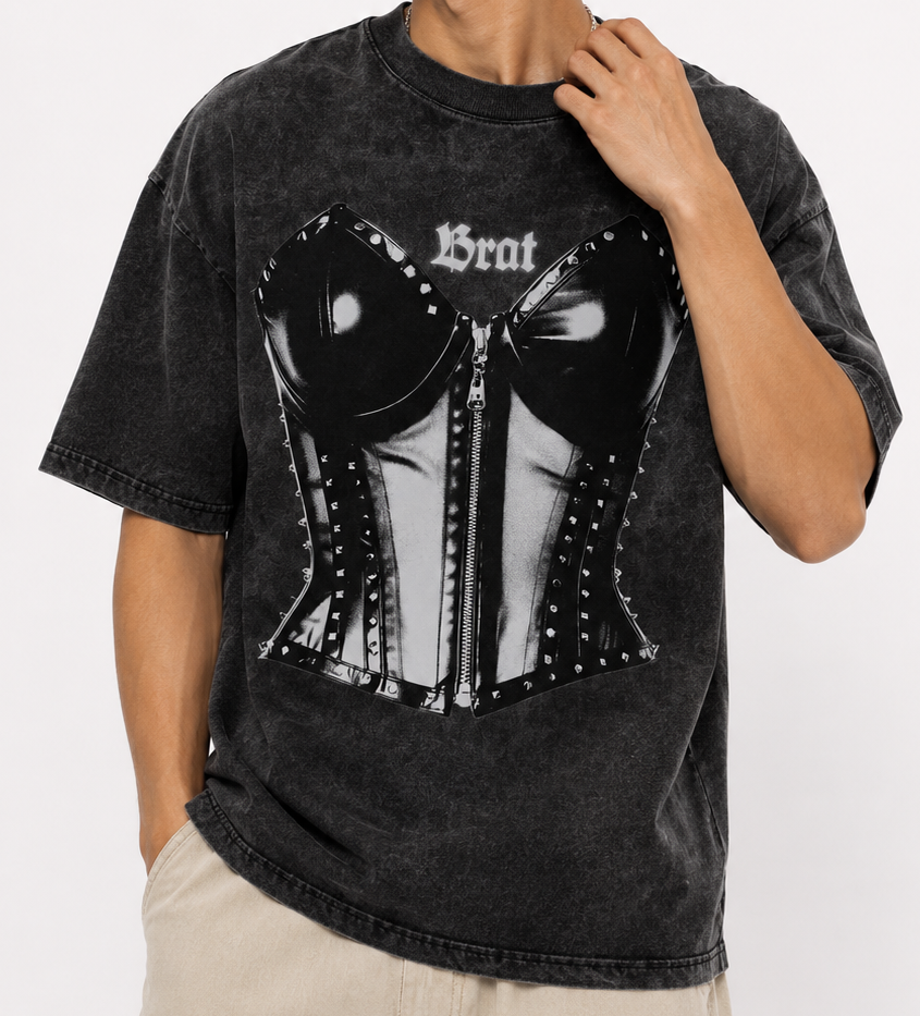 BRAT 2.0 OVERSIZED ACID WASHED TEE