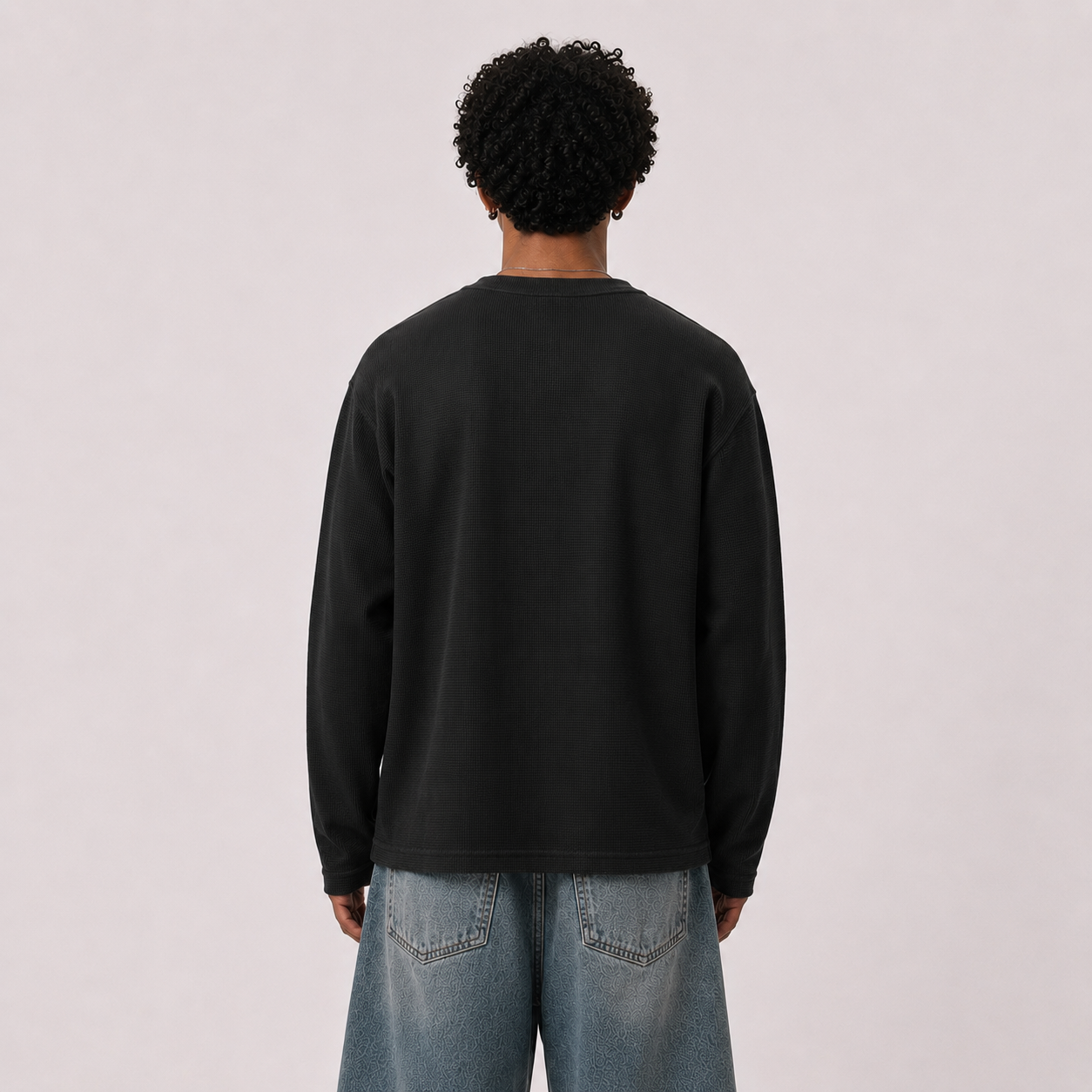 Brat Black Waffle Knit Full Sleeves Tee