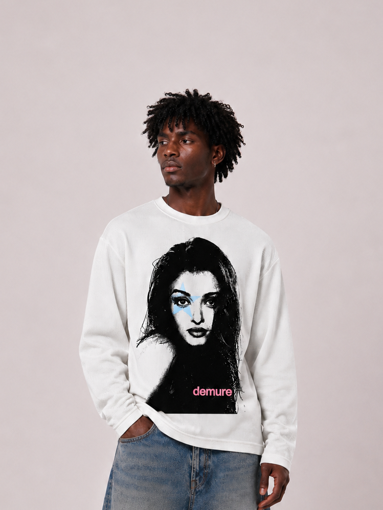 DEMURE WHITE WAFFLEKNIT TEE