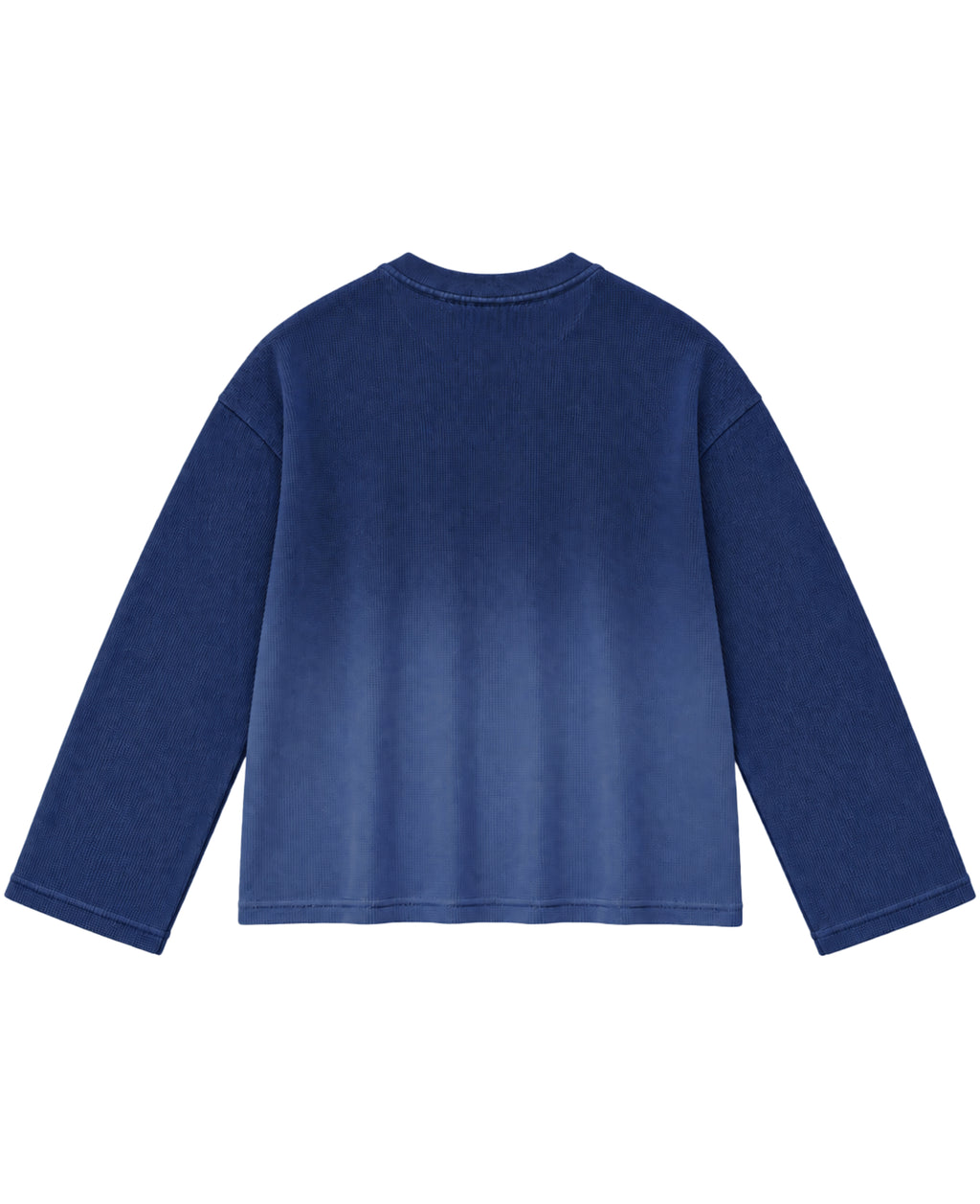 Blue Ombré Waffle Knit Oversized Full-Sleeve Back Design
