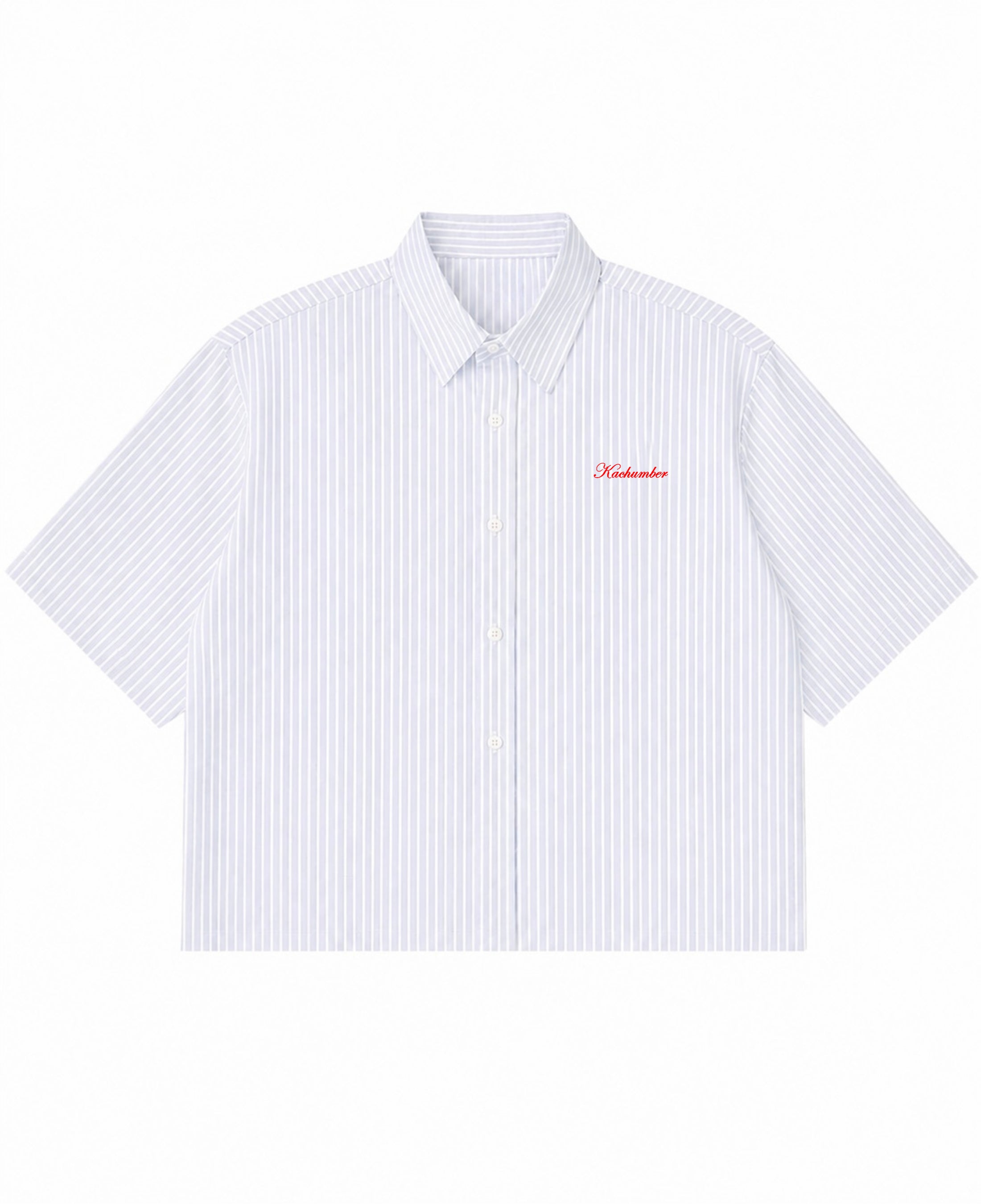 Blue Striped Oxford Boxy Shirt Front Design