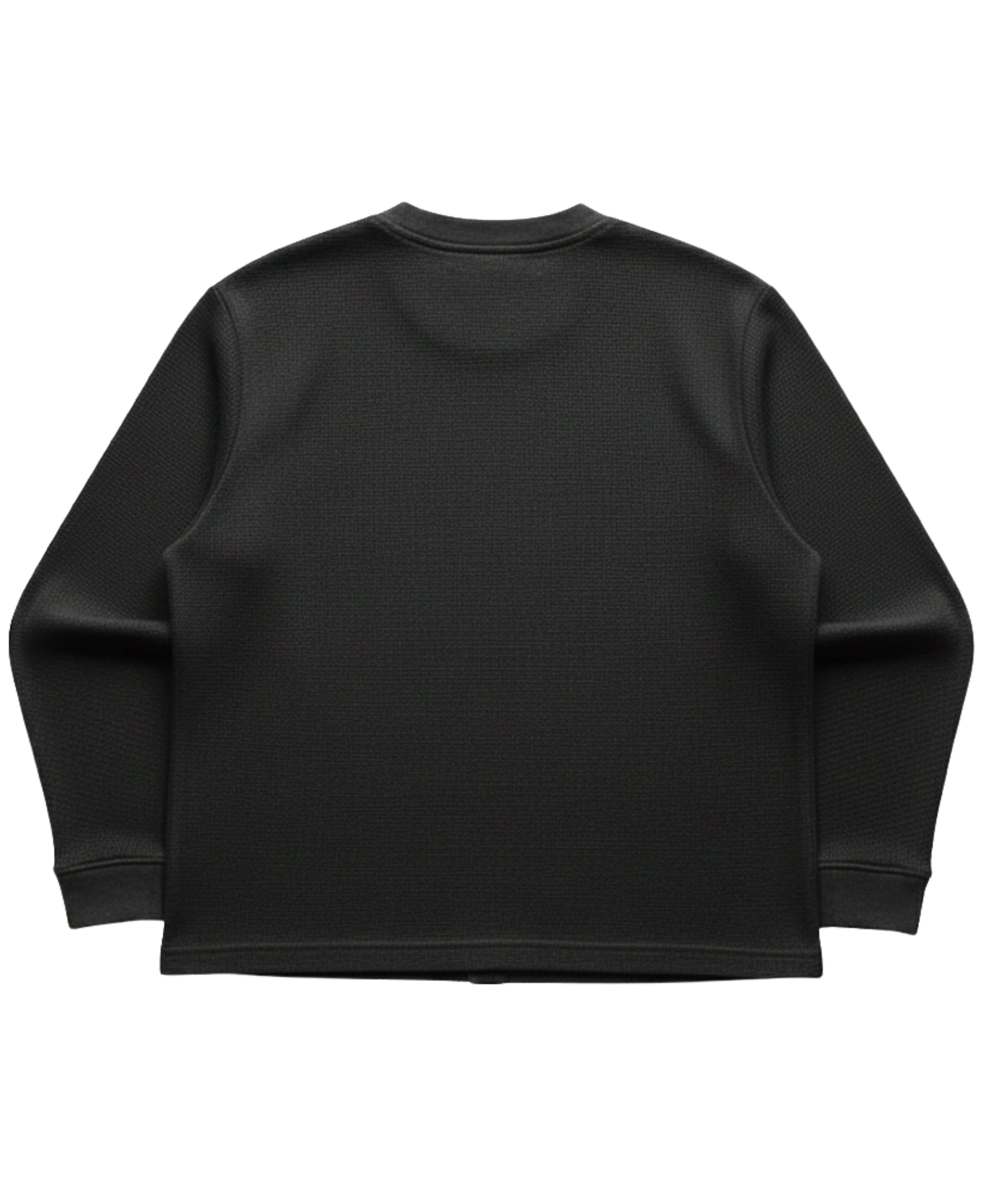 Black waffle knit oversized full-sleeve Back Design