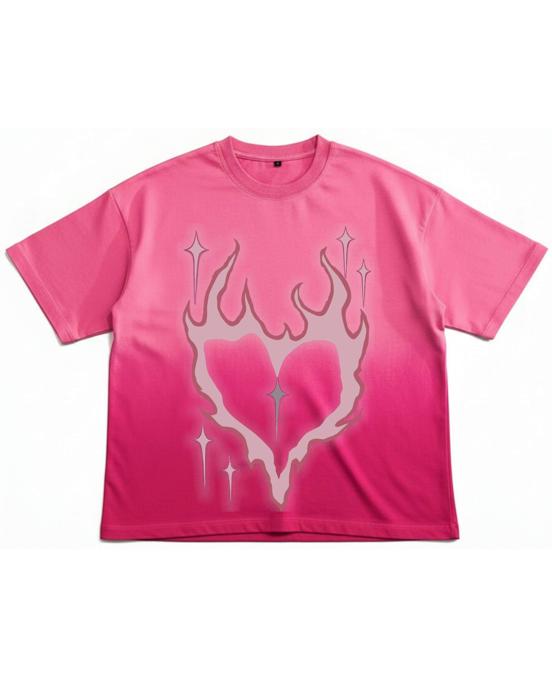 Pink Sunfade Ombré Wash Boxy Fit T-shirt Front Design
