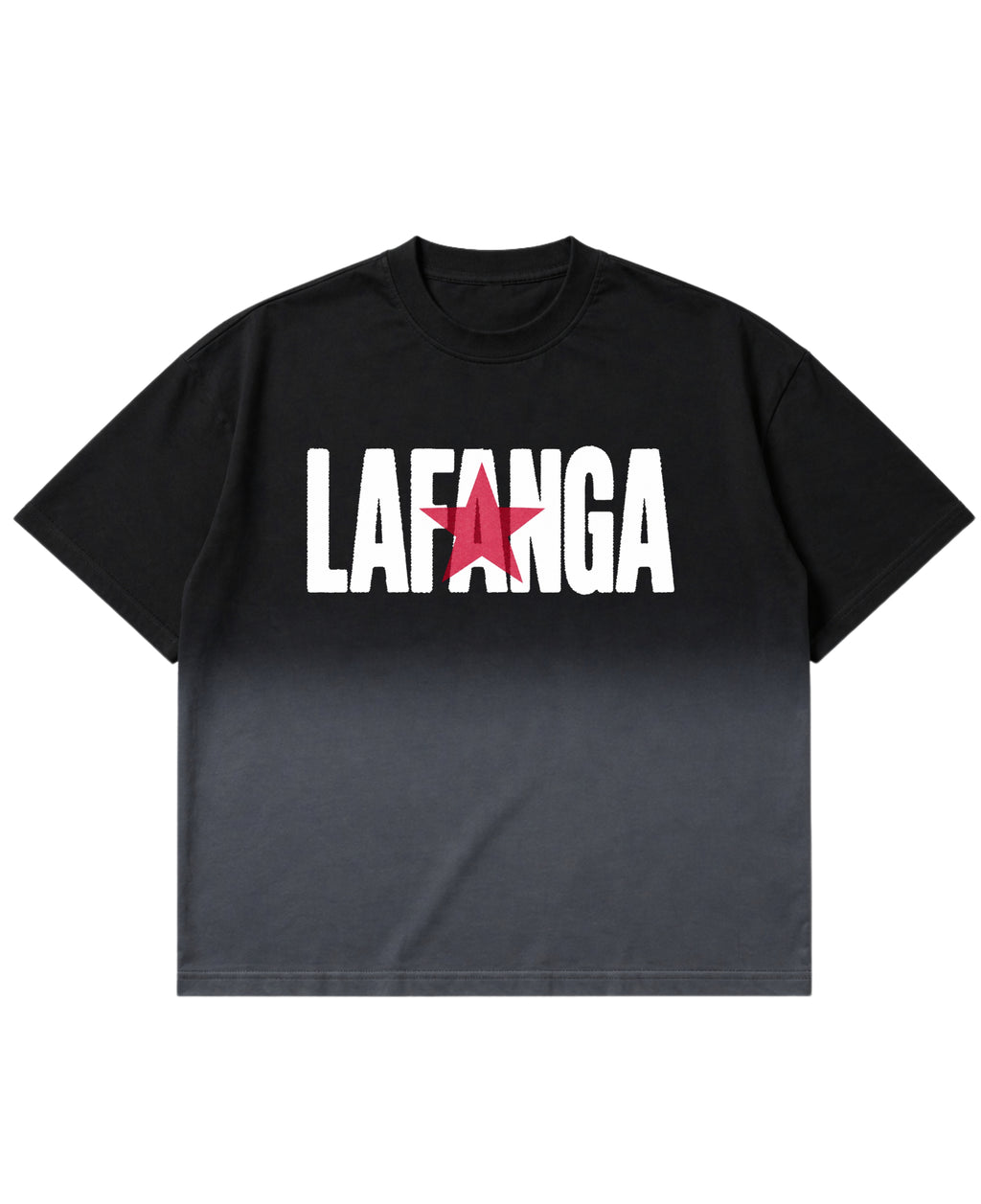 Black Ombré Wash Boxy Fit T-shirt Front Design