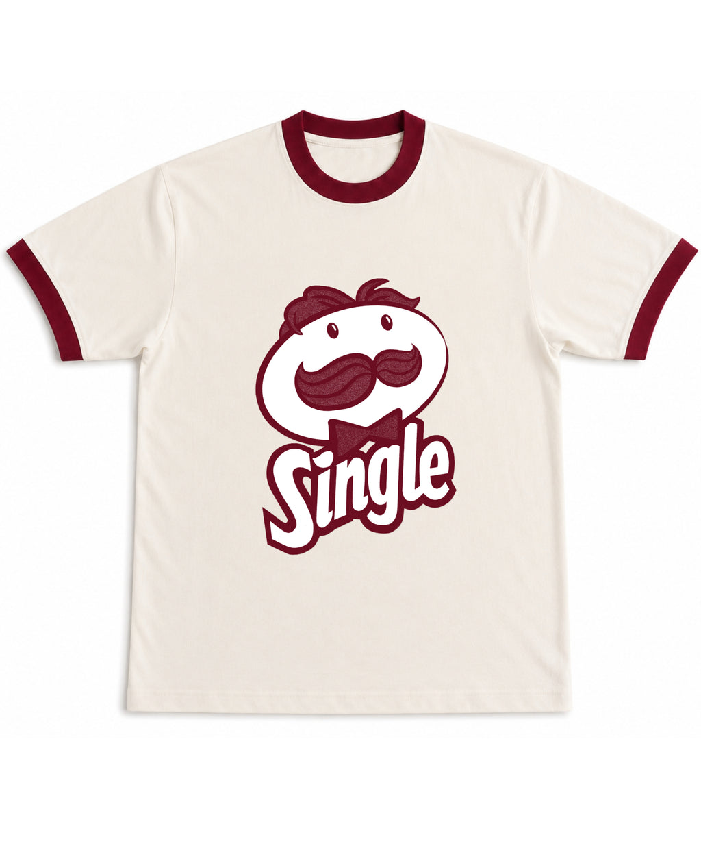 Off White & Maroon Ringer tee Front Design