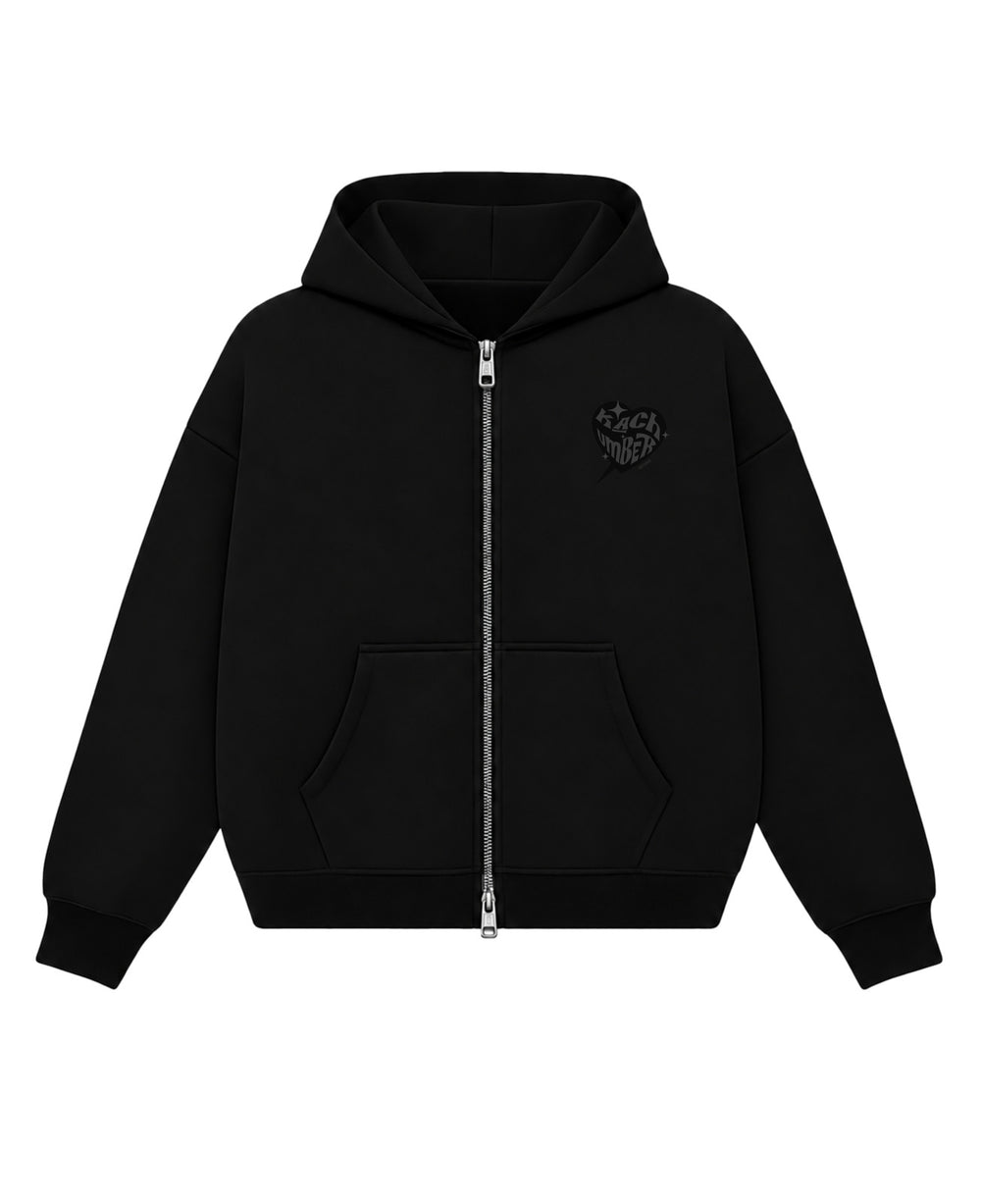 BLACK DUAL ZIPPER HOODIE