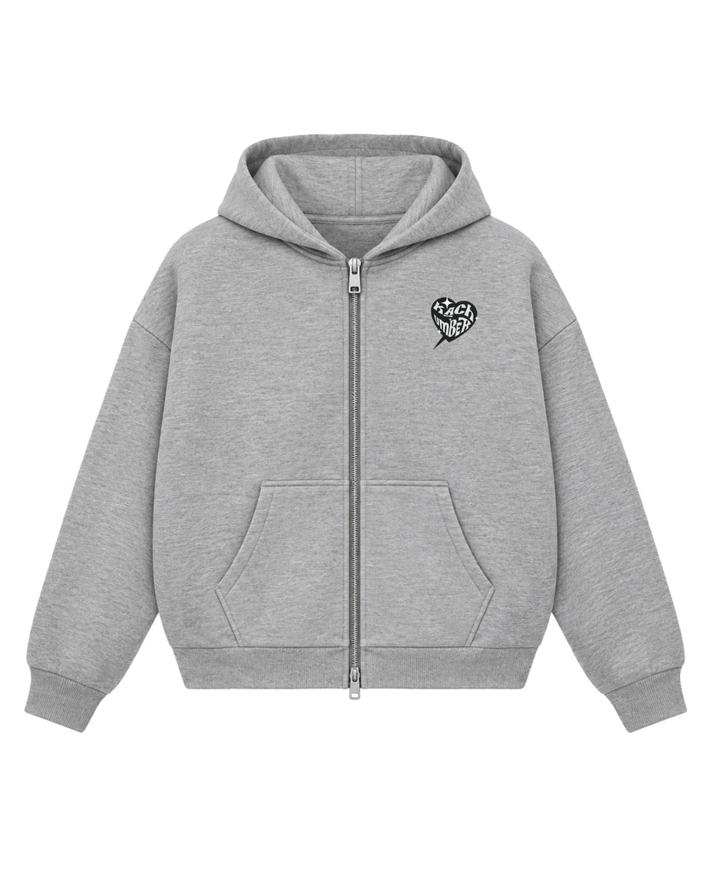 GREY DUAL ZIPPER HOODIE