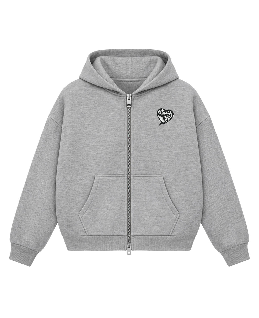 Grey Boxy Dual Zipper Hoodie Front Design