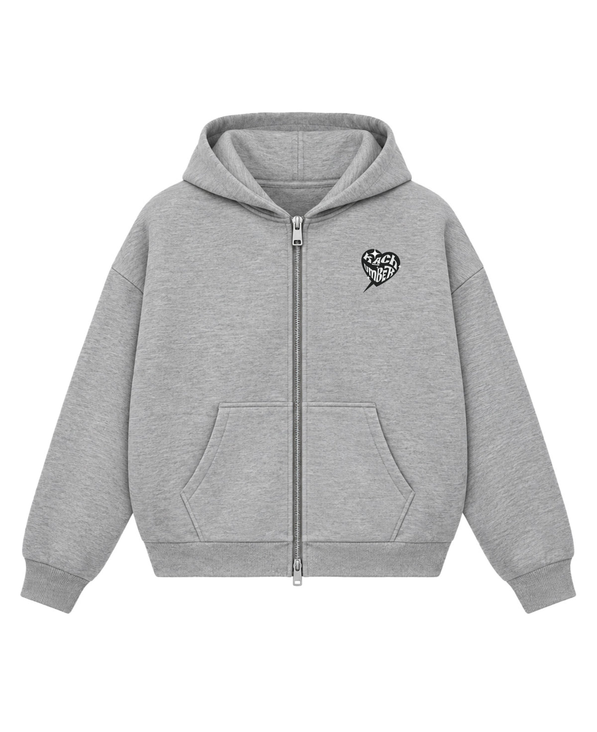 Grey Boxy Dual Zipper Hoodie Front Design