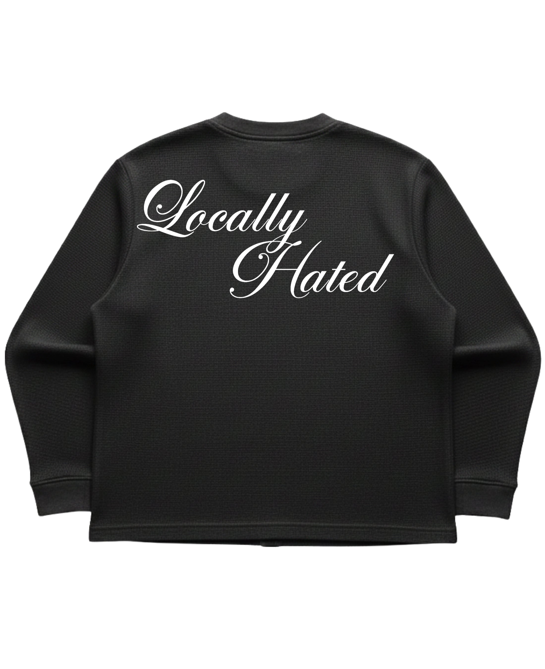 Black waffle knit oversized full-sleeve Back Design