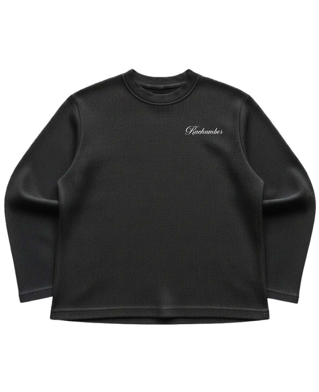 Black waffle knit oversized full-sleeve Front Design