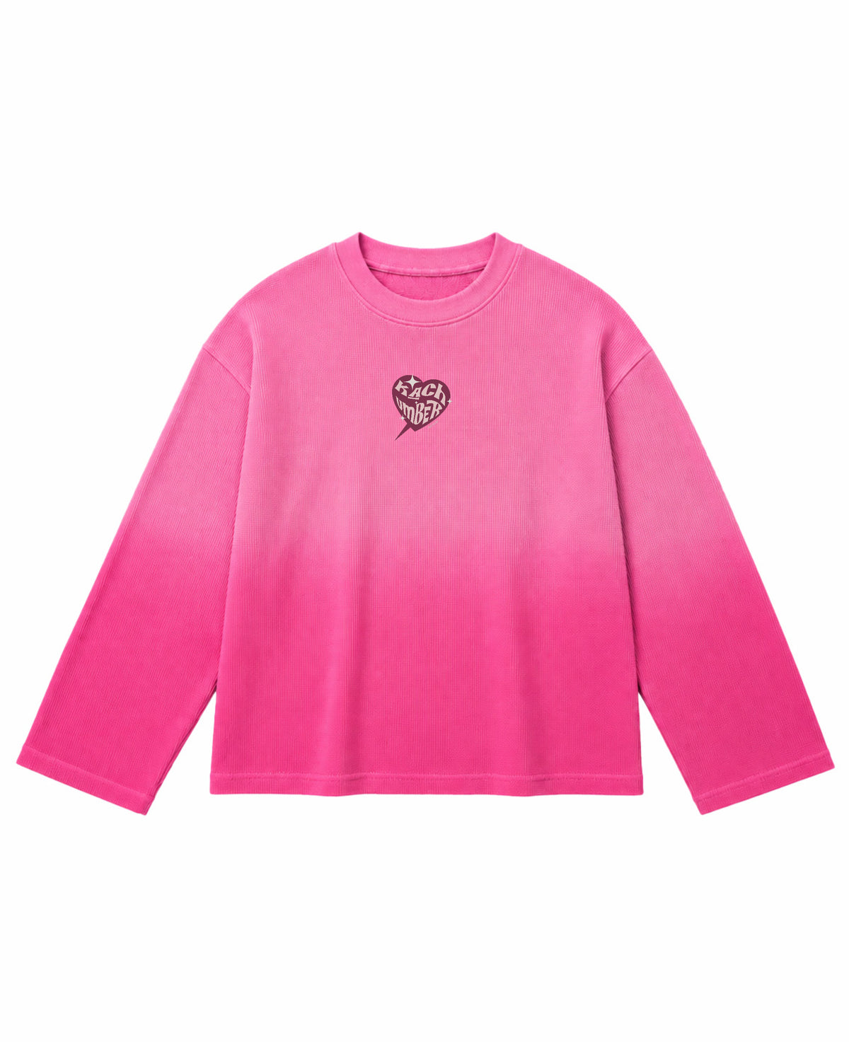 Pink Ombré Waffle Knit Oversized Full-Sleeve Front Design